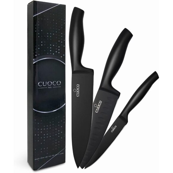Cuoco Professional 3-Piece Knife Set With Non-Stick Coating & Ergonomic Handles - Picture 1 of 4
